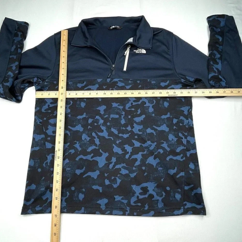 The North Face Blue Camo 1/2 Zip Canyonlands Pullover Shirt